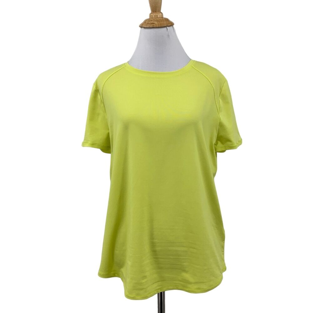 Zella T Shirt Womens M Medium Citrus Green Short Sleeve Stretch Raglan Athletic